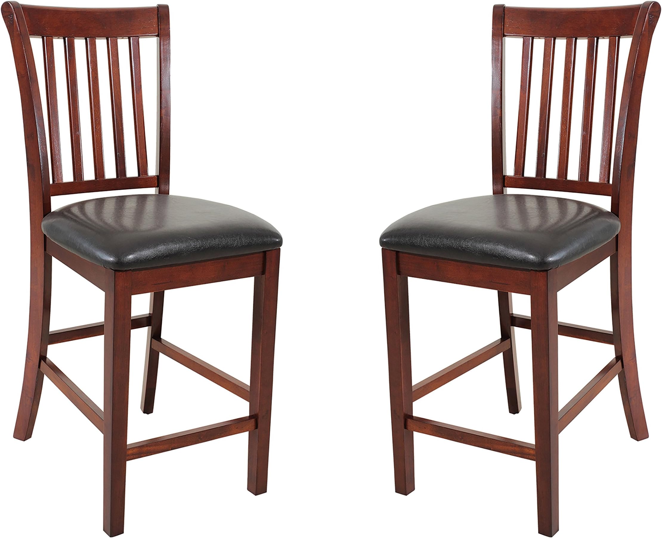 TTP Furnish Solid Wood Counter Height Modern Dining Kitchen Chair, Set of 2, Chestnut
