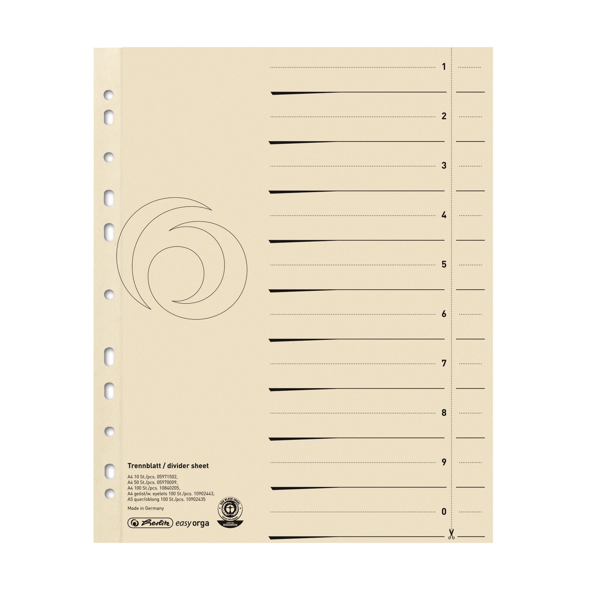 Herlitz A4 Subjects Divider - Buff (100 Pieces)