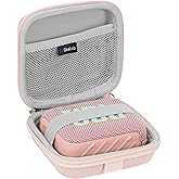 Geekria Shield Speaker Case Compatible with JBL Go 4/3/3 Eco Cover, Replacement Hard Shell Portable Speaker Protective Carrying Bag with Cable Storage, Keychain Carabiner (Pink)