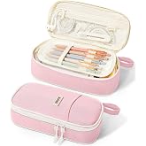 SUNEE Cute Pencil Case, Aesthetic Pen Pouch, Colored Large Pencil Bag with Zipper, Kawaii Stationery Storage and Organizer, School Supplies for Teen and Adult Girls, Pink