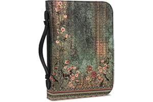 WUDUTOP Bible Cover, Bible Carrying Book Case for Men Women,Protective Church Organizer Holder Bag with with Handle and Zippered Pocket, Christian Gift for Girls Boy and Men(Boho Floral, XL)