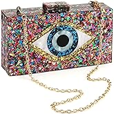 Gets Acrylic Clutch Purses for Women Evening Bag Eyes Multicolor Perspex Box Clutch Glitter Purse Handbags Crossbody Bag