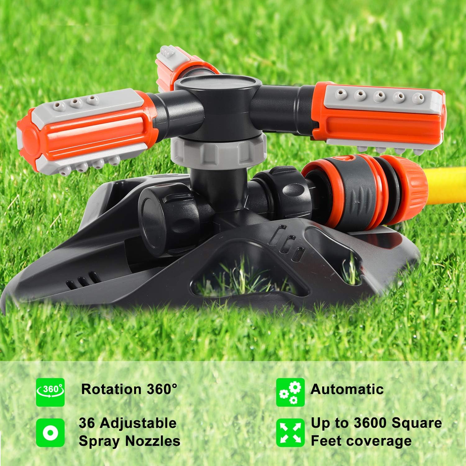 Apas Garden Sprinkler, Automatic Lawn Water Sprinkler 360 Rotating Adjustable Garden Water Sprinkler Irrigation System, Garden Hose Sprinkler for Yard : Garden & Outdoor