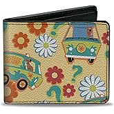 Buckle-Down Scooby Doo Wallet, Bifold, Scooby Doo Mystery Machine and Flowers Collage Cream, Vegan Leather
