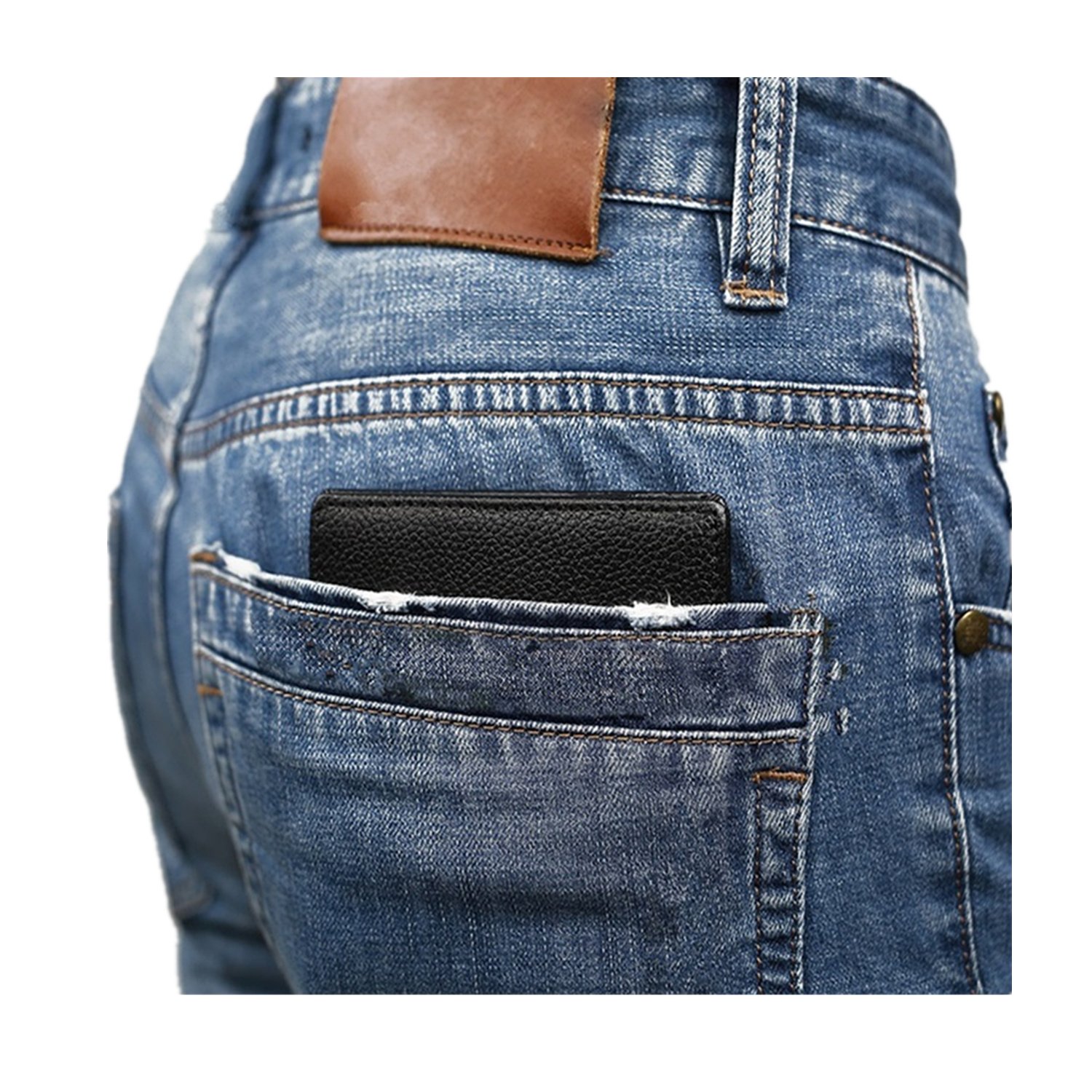 RFID Wallet for Men with Flip-up ID Window Slim Leather 10 Card Slots Black