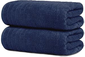 Tens Towels Large Bath Sheets, 100% Cotton, 35x70 inches Extra Large Bath Towel Sheets, Lighter Weight, Quicker to Dry, Super Absorbent, Oversized Bath Towels (Navy)