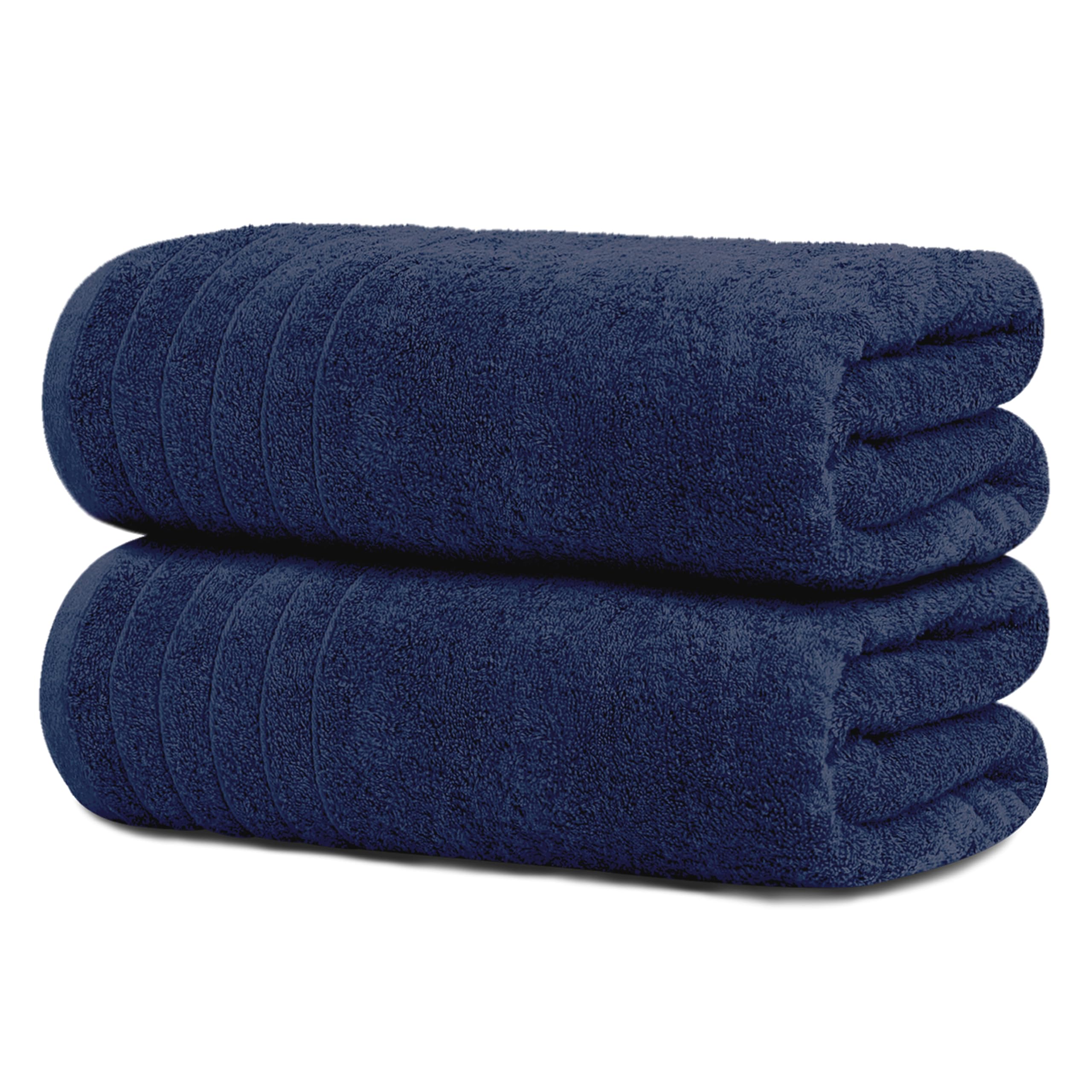 Tens Towels Pack of 2 Extra Large Bath Sheets 35 x 70 Inches, 100% Cotton, Larger & Lighter Weight, Quicker to Dry, Super Soft & Absorbent, Oversized Bath Towels, Navy