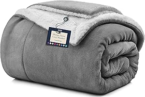 BELADOR Throw Blanket - Fleece Blankets 50"x60" - Soft Blanket with Sherpa Reverse Fluff - Travel Blanket for Bed, Anti-Static Blankets & Throws- Plush Lightweight Blanket, Cozy Fuzzy Couch Blanket