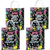 W WINTMING 16 Pcs Glow Party Bags Neon Gift Bags Glow in The Dark Favor Bag Thank You Paper Bag Colored Party Supplies Gift Wrap for Goodie Candy Treats Birthday Party Decoration (neon)
