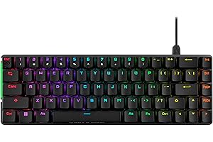 ASUS ROG Falchion Ace 65% RGB Compact Gaming Mechanical Keyboard, Lubed ROG NX Red Switches & Switch Stabilizers, Sound-Dampening Foam, PBT Keycaps, Wired with KVM, Three Angles, Cover Case-Black