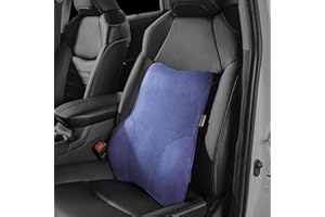 MEIXUNR Soft Lumbar Support Pillow for Car Seat and Office Chair Back Support Pillow for Toyota RAV4 Seat and Truck Driver's seat, Back Cushion for Pain Relief Improve Posture (Suede Cover-Blue)