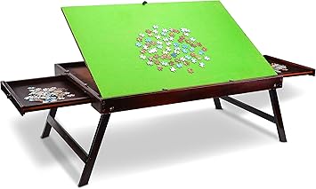 Suhey Wooden Jigsaw Puzzle Table Storage Tilting Folding Table