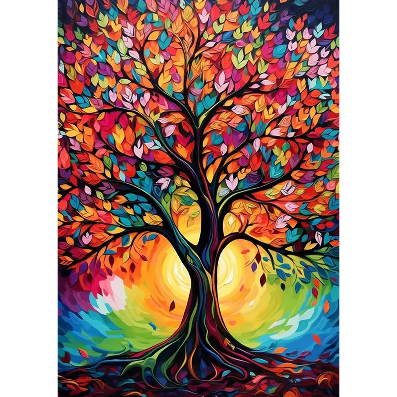 MEIYUDA Diamond Painting Art Tree of Life, 5D Diamond Painting Kits for Adults Kids Colourful Tree Wall Art, Diamond Painting Kit DIY Gem Art Crystal Art Cross Stitch for Home Wall Decor 30x40cm