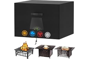 Superay 36 inches Fire Pit Cover Square - 600D - All Weather Resistant and Waterproof, Air Vents, Premium Patio Outdoor Cover, Fits for 32/33 / 34/35 / 36 inch Fire Pit Table, Black
