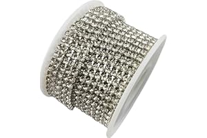 JILLFANG AEAOA 10 Yard Crystal Rhinestone Close Chain Clear Trim Sewing Craft Silver color (3mm)