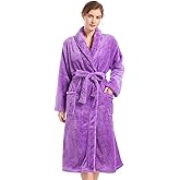 Inner Wish Womens Plush Fleece Robe, Cozy Warm Bathrobe Fuzzy Female Spa Robe With Pockets