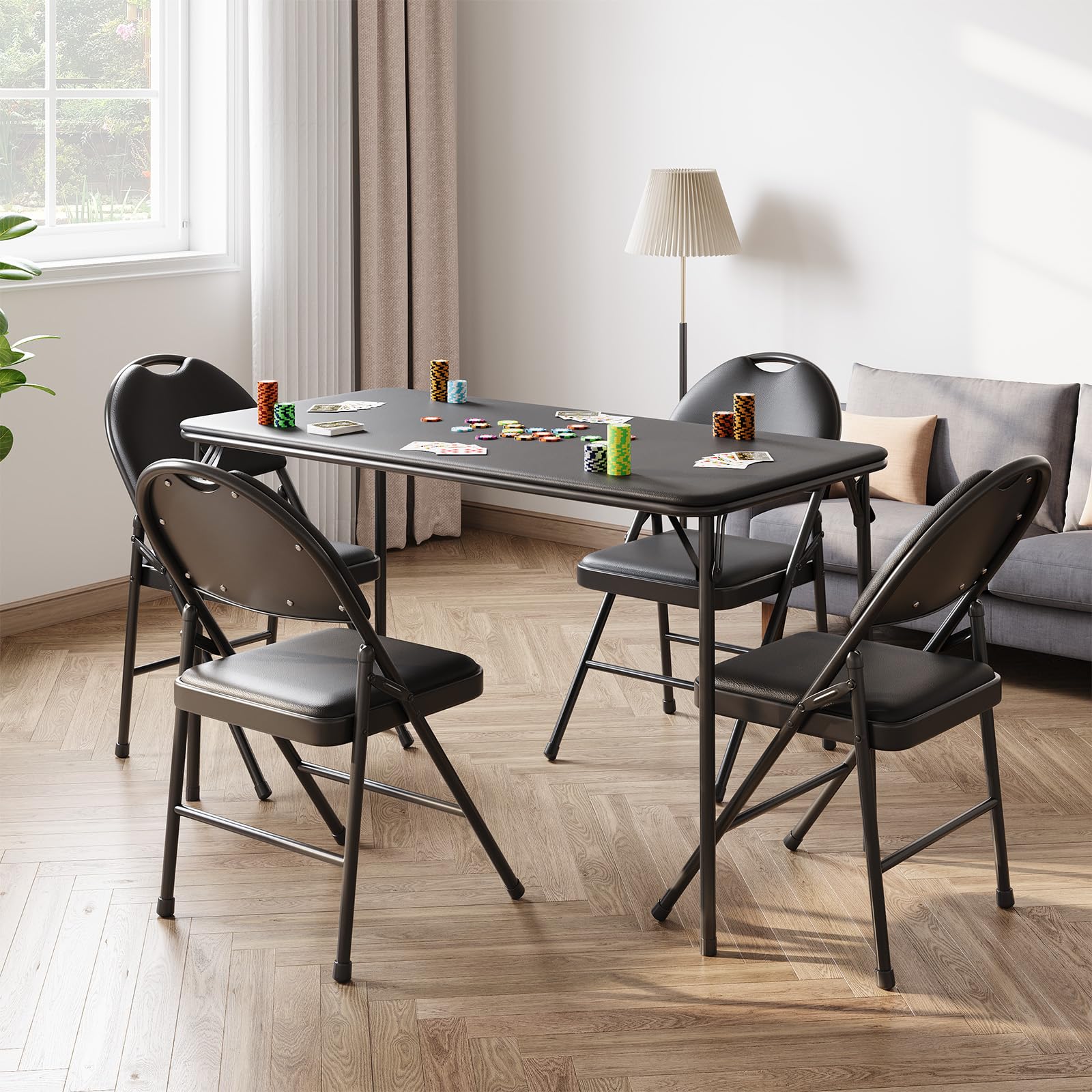 Photo 1 of ******************DOES NOT INCLUDE THE TABLE****************
Garvee Portable Folding Table and Chairs Set with Metal Legs and Thicken Padded Cushion, No Assembly Required, for Events, Dining Room, Living Room, Office, Camping?Black