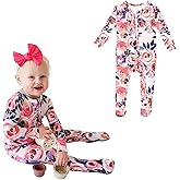 Posh Peanut Footie Pajamas for Baby Girls – Sleepers in Ultra-Soft Viscose from Bamboo with 2-Way Zipper & Ruffle Trim