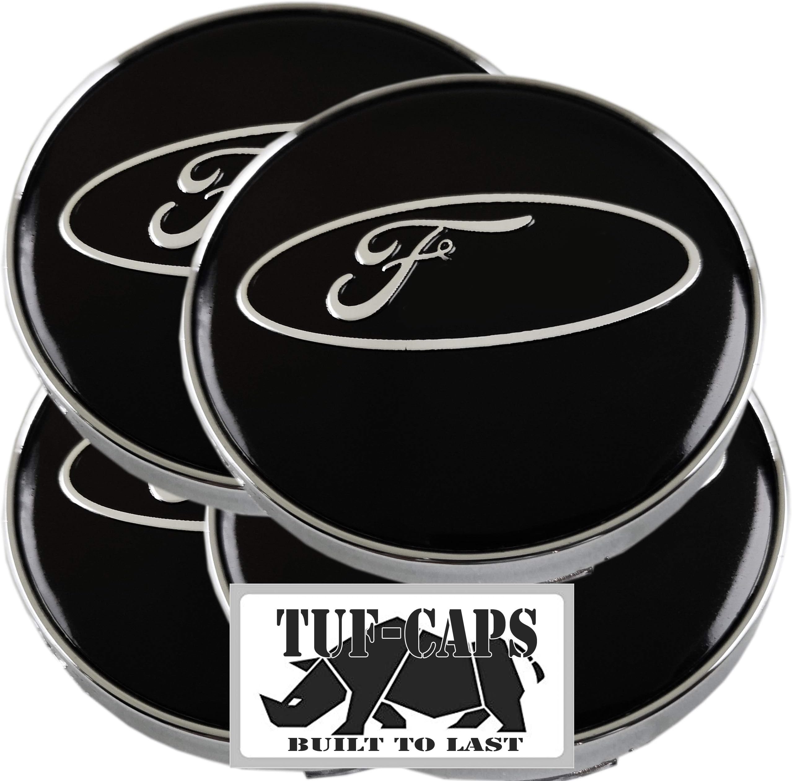 aftermarket decals 60MM ALLOY WHEEL CENTRE HUB CAP to fit FORD - BLACK REPLACEMENT X 4 CAPS