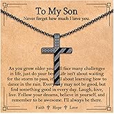 EPIRORA Cross Necklace for Men Boys, 22+2 Inches Black American Flag Cross Necklace Christmas Easter Religious Christian Patriotic Jewelry Gifts for Son Grandson Nephew Brother Friend Godfather Godson