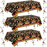 Oudain 3 Pcs Chili Cook Off Disposable Tablecloth 108" x 54" Plastic Pepper Flame Table Covers Cooking Party Table Cloth for Chili Cook Off Prizes Contest Party Supplies(Black)