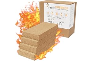 GIRtech USM-4 Heavy Duty Firebricks 4-Pack Fireclay, Chamotte 3000F US Stove 9" x 4-1/2" x 1-1/4" Insulating, Replacement Fire Bricks for Fireplaces, Wood Stoves, Pizza Ovens, Steel Furnaces, Forge