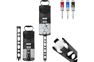 EZYACE Golf Ball Retriever, Golf Shag Bag with Pocket & Tee Holder, Shags Bag for Golf Ball with Detachable Plastic Golf Bag Tube, High-Capacity Golf Ball Shagger, Shag Bags Hold 80 Golf Balls, 33.86in