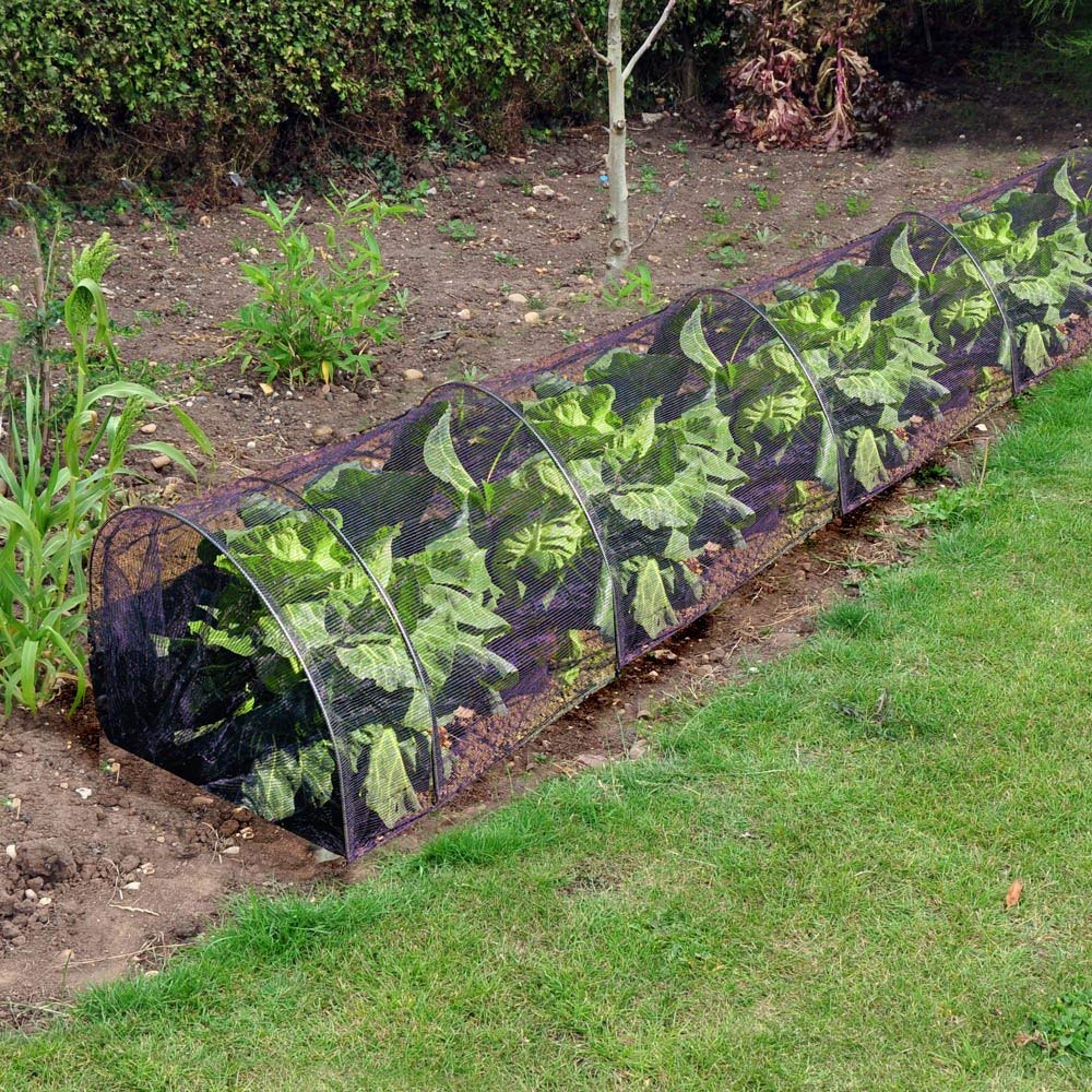 Guilty Gadgets Lightweight Durable Black 50gsm Net Grow Tunnel Garden Plants Safty Net Mesh Cloche L300 x H45 x W45cm