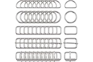 Swpeet 5 Style Metal Buckles - Adjustable Slide, D Ring, Circular Ring