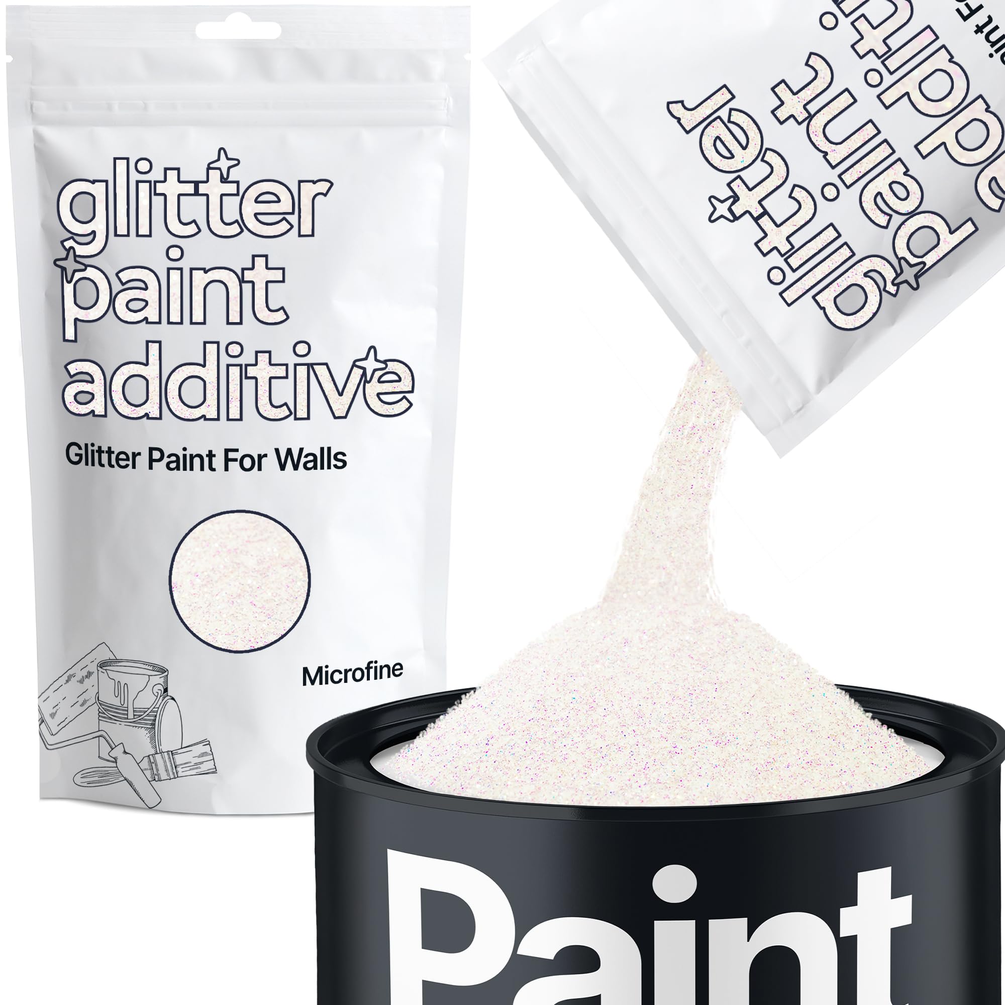 Hemway Mother of Pearl Iridescent Glitter Paint Additive Microfine 100g for Adding Sparkle to Paints & Varnish | Paint Walls Sparkly Add to Emulsion, Acrylic or Lacquer Indoor
