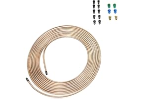 25 ft. Copper Nickel 3/16" Brake Line Tubing w/metric brake line ISO/Bubble Flare fittings (Pack of 16 fittings)