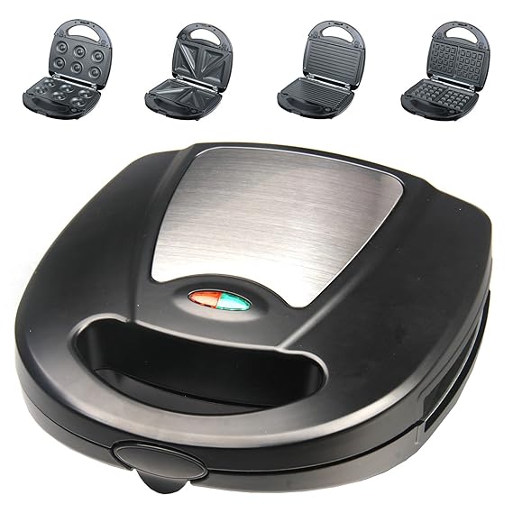 4-in-1-Snack-Maker Sandwichtoaster Waffeln backen Donuts-Maker und Kontakt-Grill