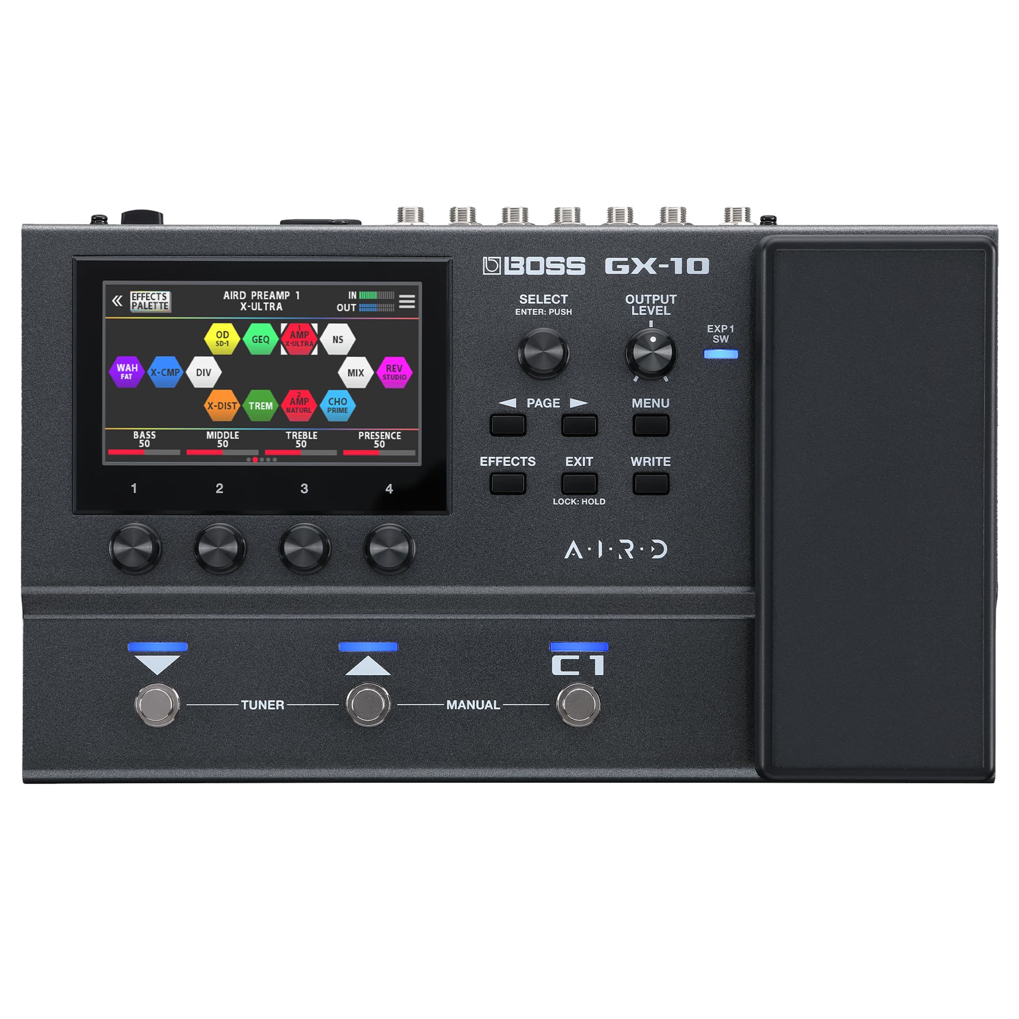 Photo 1 of BOSS GX-10 | Compact Guitar & Bass Effects Processor | GX-100 Sound Engine | Colour Touch Display | 32 Amp Types & 170 BOSS Effects | Multi-mode Footswitches & Expression Pedal | AIRD Technology