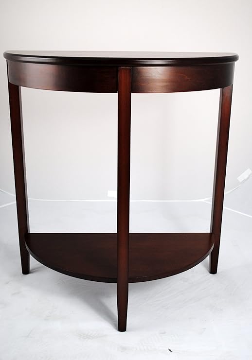 Traditional Reproduction Half Moon Console Table in Walnut Finish