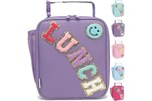 GYEUKHAM Insulated Lunch Bag for Women Girl Teen large Insulated Kid Lunch Bag,Large Reusable Cute Cooler Bag for School Work Picnic,Purple Alphabet