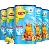 Lipton Unsweetened Iced Tea Mix, 28 Quarts Each Makes 140 Quarts Total (Pack of 5 Canisters) &ndash; Zero Sugar Black Tea Powder, Smooth Crisp Taste