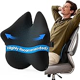 Benazcap Lumbar Pillow, Back Support for Office Chair, Car Seat, Sofa, Travel, Ergonomic Multi-Region Memory Foam & Adjustable Straps, Lower Back Pain Relief and Improved Posture Effectively, Black