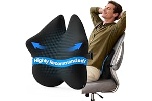 Benazcap Lumbar Pillow, Back Support for Office Chair, Car Seat, Sofa, Travel, Ergonomic Multi-Region Memory Foam & Adjustable Straps, Lower Back Pain Relief and Improved Posture Effectively, Black