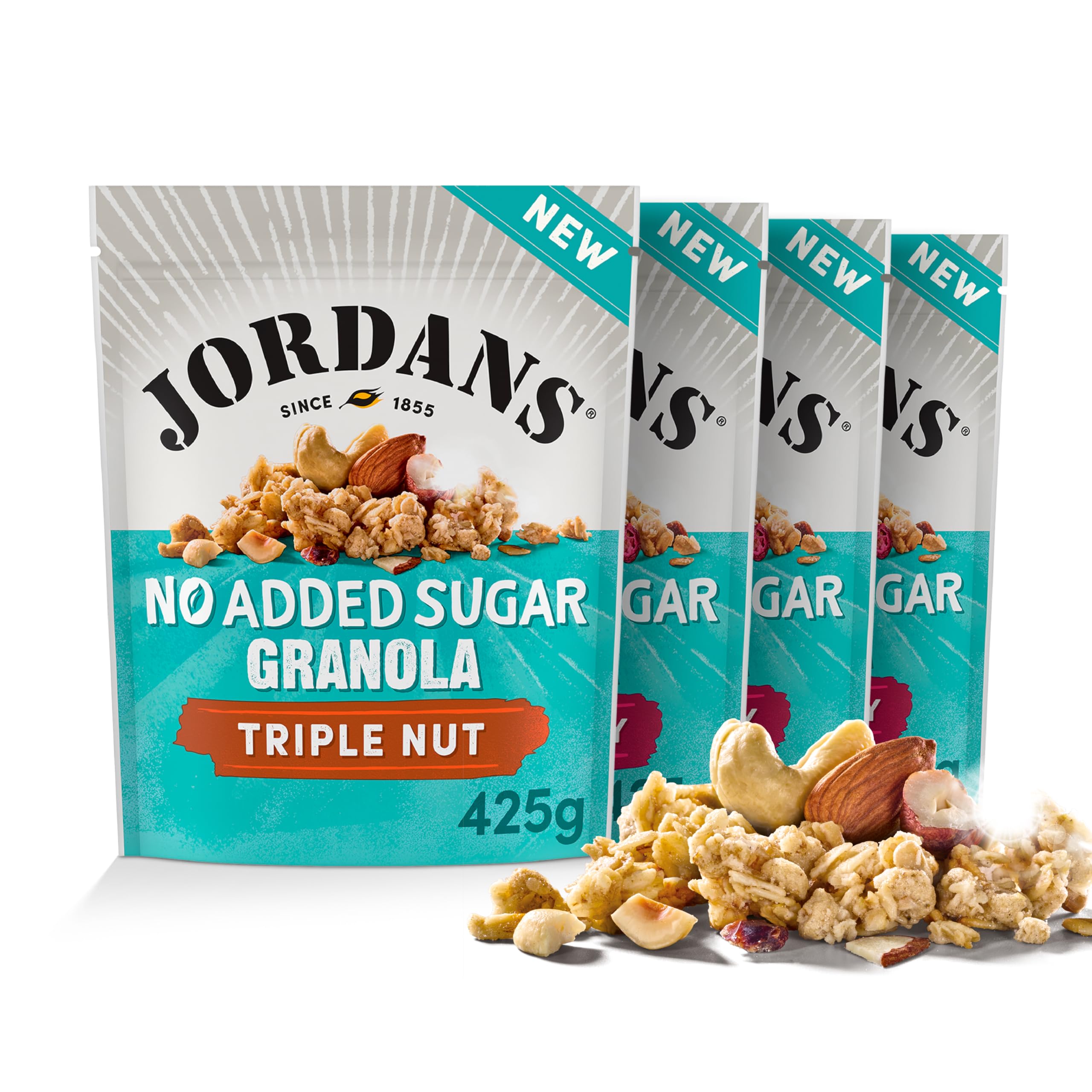 Jordans No Added Sugar Granola - Triple Nut| Breakfast Cereal | High Fibre | 4 PACKS of 425 g