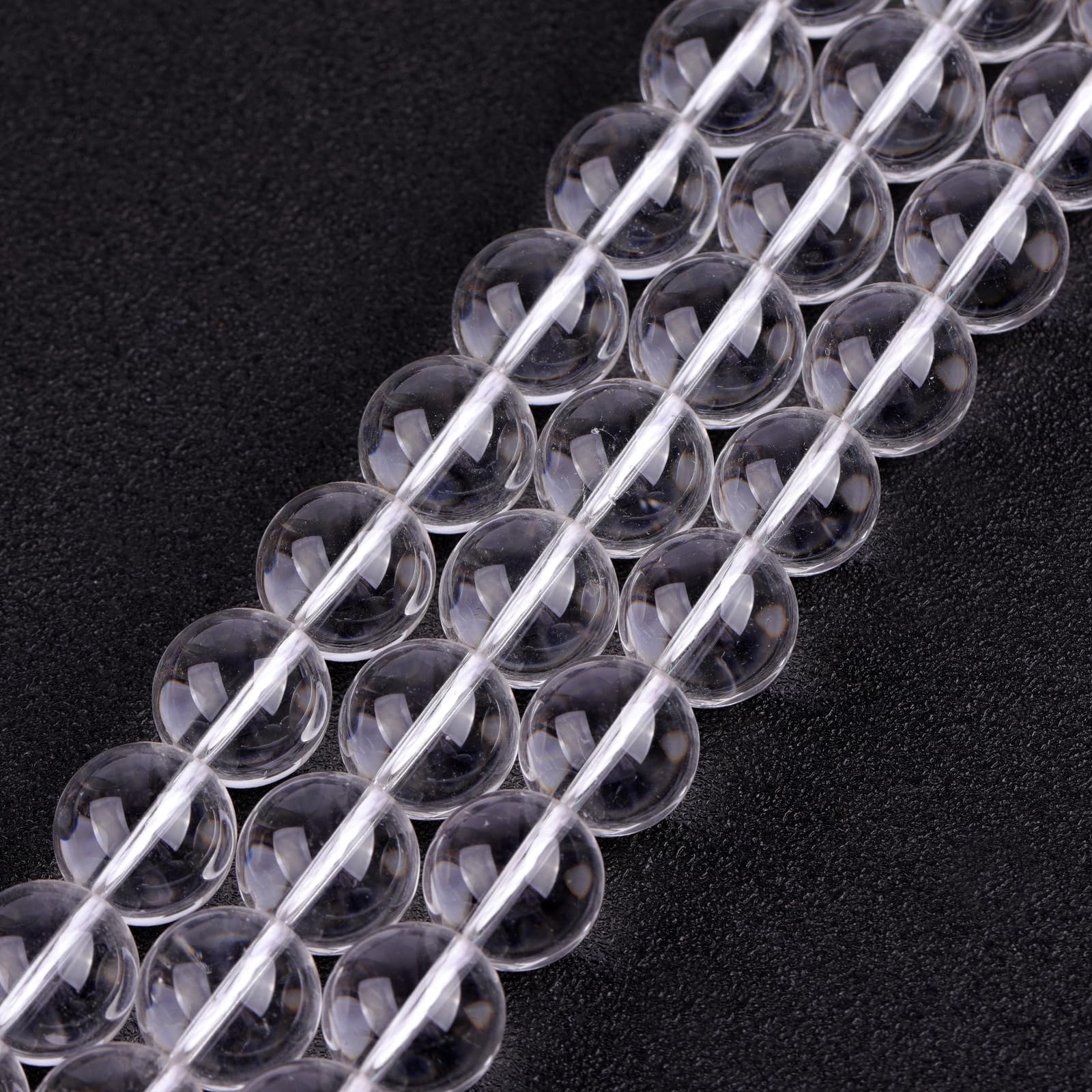 GEM-Inside AA Grade 12mm White Clear Rock Quartz Crystal Round Gemstone Semi Precious Loose Beads for Jewellery Making 15''