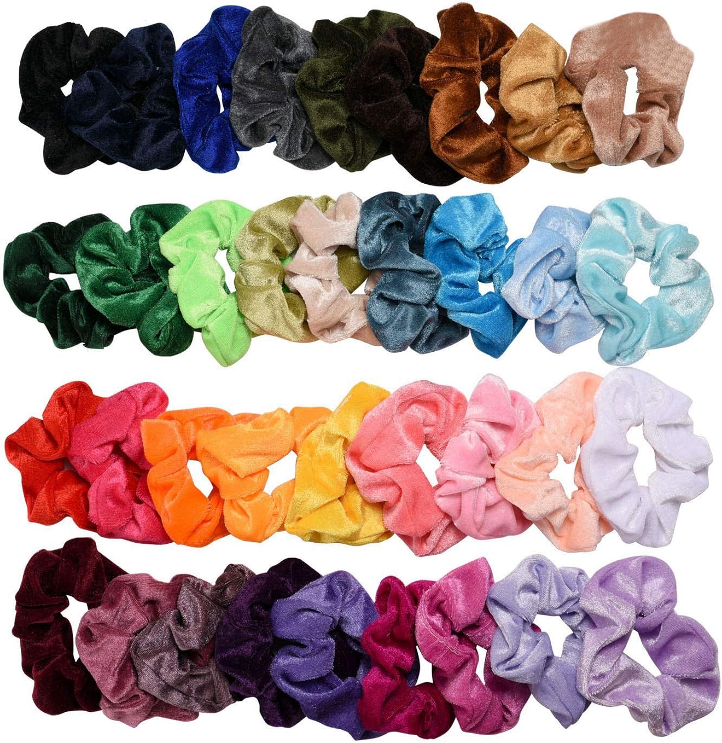 Binpure Hair Bands Velvet Elastic Scrunchy Hair Ties Ropes Scrunchie for Women or Girls Hair Accessories - 36 Colors (36pcs)