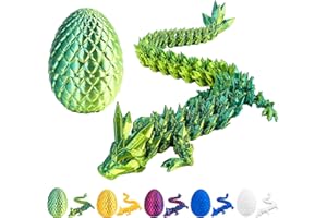 MIAI HOME 3D Printed Dragon Egg with Dragon Inside,12 Inch 3D Printed Dragon Egg Fidget Toy，Home Office Decor Executive Desk Toys for Autism/ADHD (Laser Yellow Green)