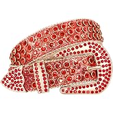 WHIPPY Women Western Rhinestones Belts Men Studded Belt for Jeans Bling Cowgirl Cowboy Waist Belt with Removable Buckle