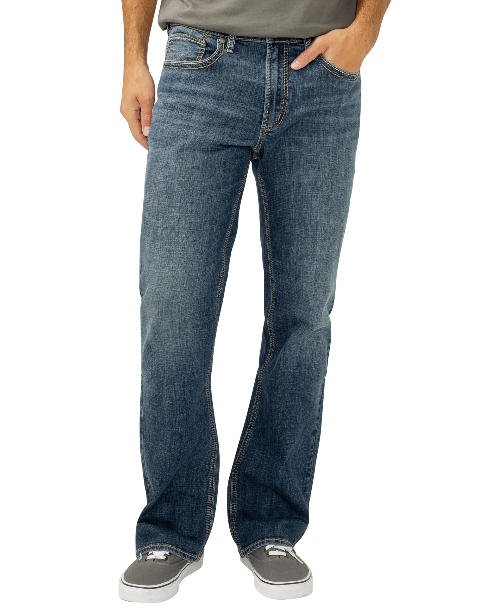 Silver Jeans Co. Men's Craig Classic Fit Bootcut Jeans, Dark Wash, 40W x 34L Image