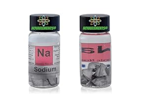 Sodium Metal Element 11 Sample Na, Pure 1 Gram 99,8% Pieces Under Mineral Oil Inside Labeled Glass Vial