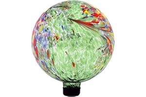 Sunnydaze 10-Inch Gazing Ball for Garden - Glass Gazing Globe for Outside - Garden Orb Yard Decor - Green Artistic