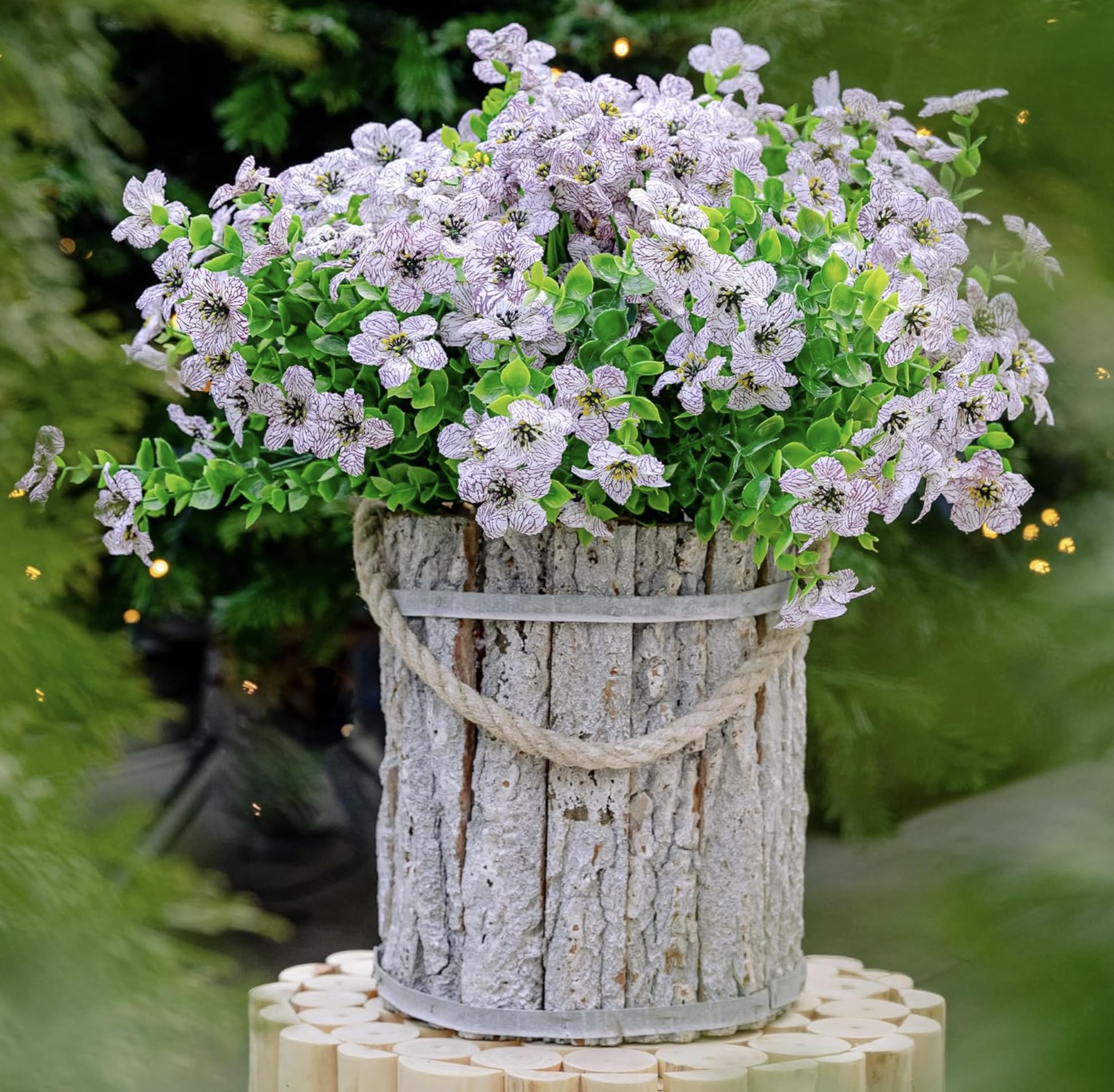 AXYLEX Artificial Flowers for Outdoors Fake Plants - 16 Bundles Faux Outside Greenery Boxwood UV Resistant No Fade Plastic Shrubs Fall Decor Farmhouse Home Garden Mums (White)