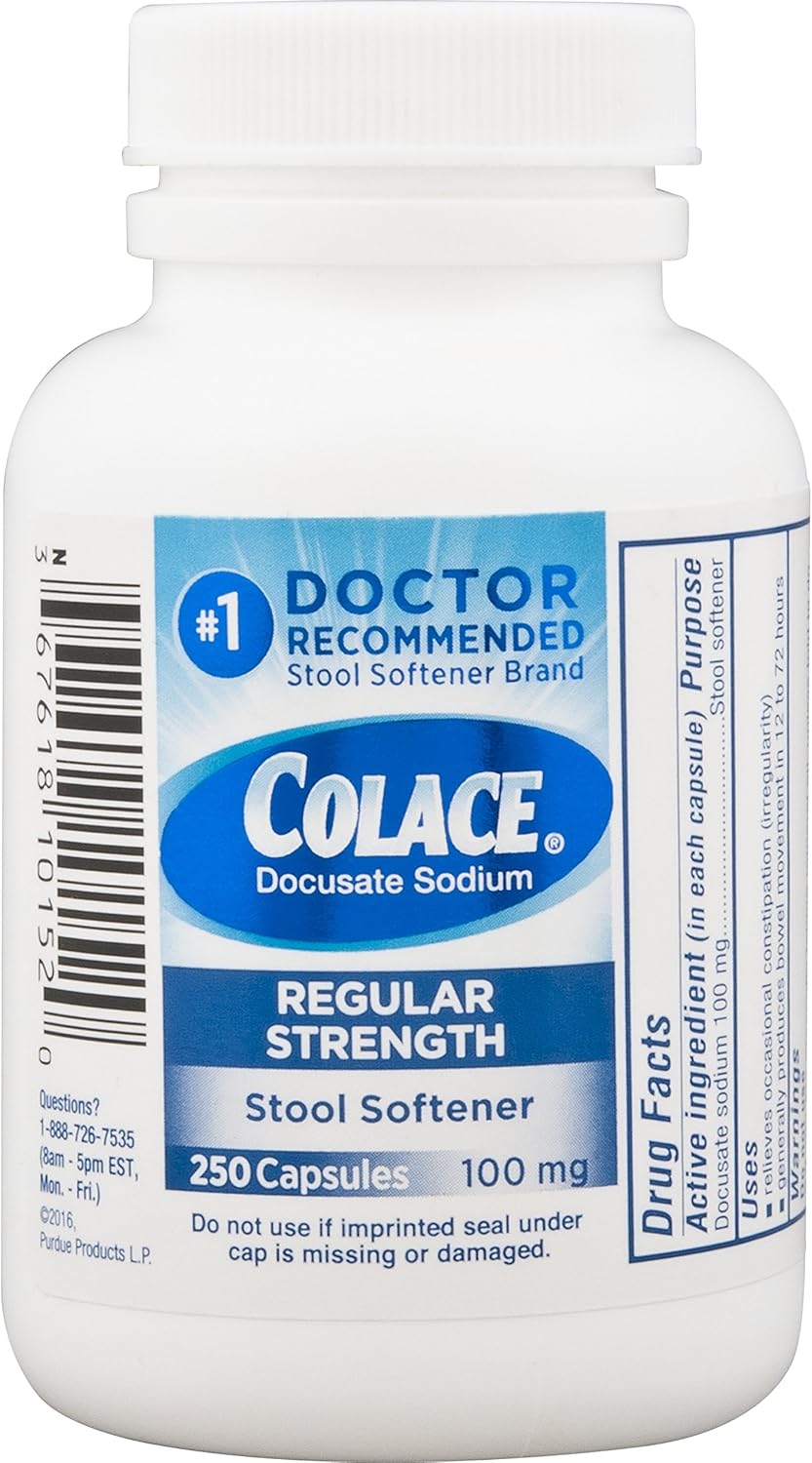 Colace Regular Strength Stool Softener 100 mg Capsules 60 Count Docusate Sodium Stool Softener for Gentle Dependable Relief : Grocery & Gourmet Food