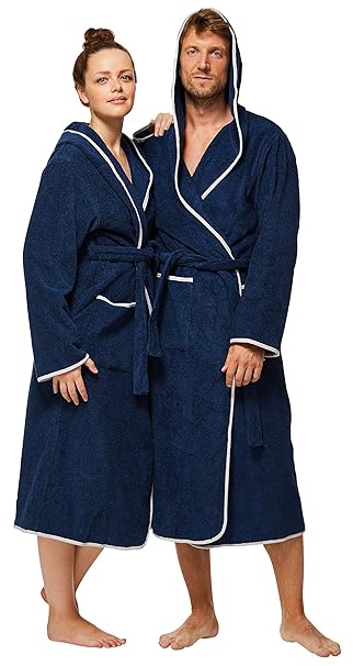 Sowel® Bademantel Damen und Herren, 100% Baumwolle, Kapuze, Extra Lang, Flauschiges Frottee, Premium