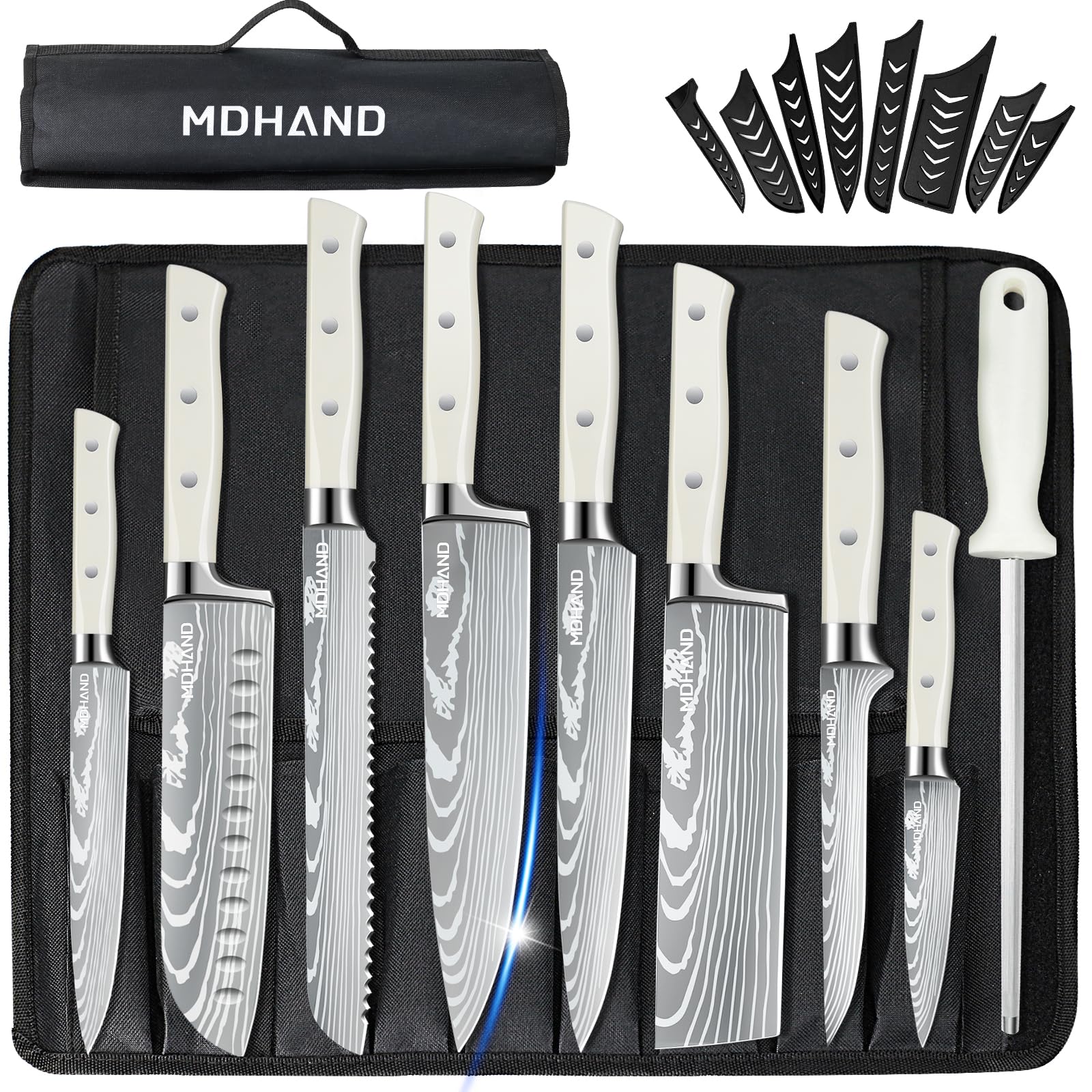 MDHAND Professional Chef Knife Set with Roll